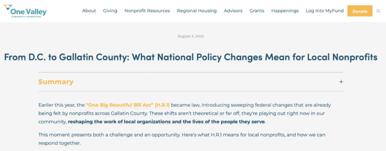 One Valley Community Foundation blog