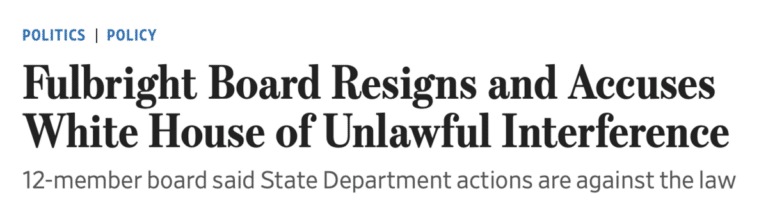 Fulbright Board Resigns